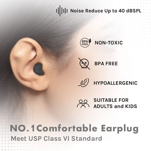 Ear Plugs for Sleeping, Acousdea Reusable Moldable Silicone Ear Plugs, Waterproof, Suitable for Snoring, Swimming, Working, Studying, Noise Cancelling up to 40 dBSPL, Black with Carry Case, 3 Pairs