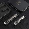 FERYES Nail Clippers with Catcher 2 PCS Set, No Splash Fingernail Clipper and Toenail Clipper, Stainless Steel Nail Cutters - W/Black Metal Case Packing