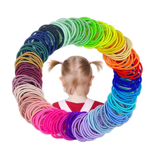 Joyeah Hair Ties for Girls 300 Pieces Multicolor Small Hair Elastics No Crease Ponytail Holder for Girls(Diameter 2 cm)