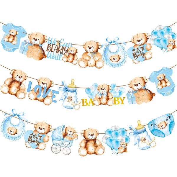 Teddy Bear Baby Shower Banner Teddy Bear Baby Shower Decorations We Can Bearly Wait Birthday Party Decorations Teddy Bear Theme Garlands Decorations for Its A Boy Teddy Bear Baby Shower Supplies