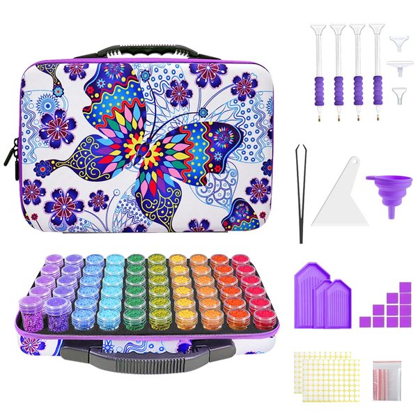 ZORETCO Diamond Painting Storage Containers,60 Slots Diamond Painting Accessories with Tools for Diamond Art Organizer Craft Jewelry Beads Storage Box
