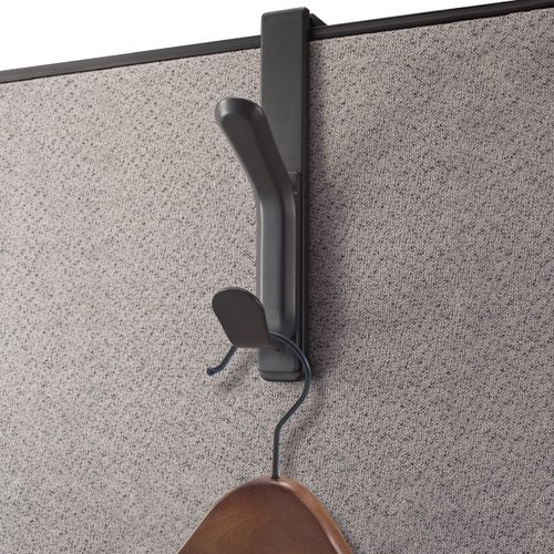 Officemate Double Coat Hooks for Cubicle Panels, Adjustable, Comes in 2 Pack (22009) Black