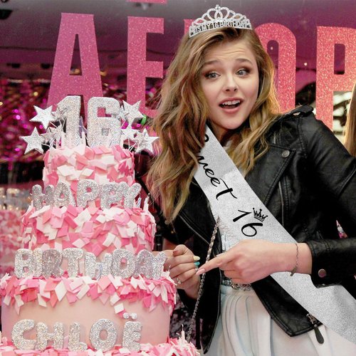 BAHABY Silver Sweet 16 Sash & It's My 16 Birthday Crown 16th Birthday Decorations for Girls Birthday Party Favors
