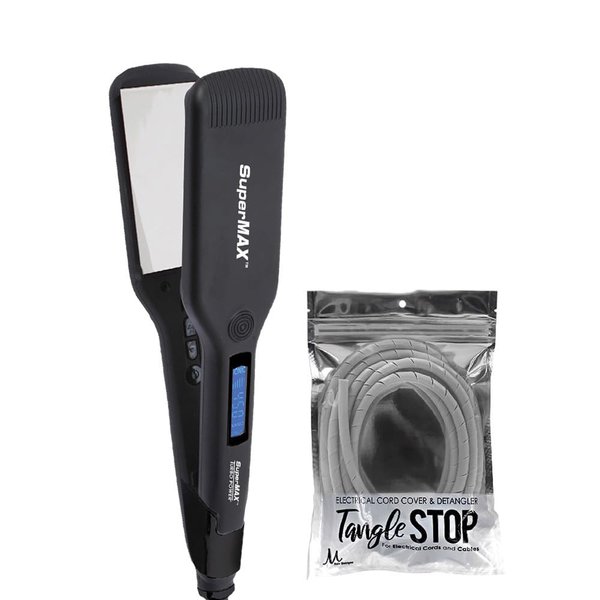 Turbo Power SuperMax Titanium Flat Iron 2 Inch with Cord Detangler (Bundle)