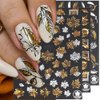 Autumn Leaves Nail Decals,Bronzing Fall Nail Stickers White Laser Gold Maple Leaf Nail Art Stickers,3D Self-Adhesive Stickers for Nails Decorations Accessories Women DIY Nail Supplies,9 Sheets/Set