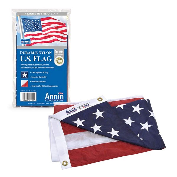 Annin Flagmakers American Flag All-Weather Nylon SolarGuard Nyl-Glo, 4 x 6 Feet (Model 2220)