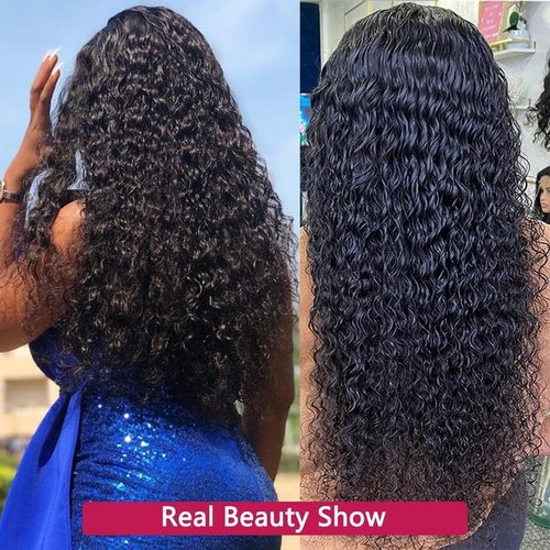kysonty Lace Front Wigs Human Hair 180% Density 13x4 Wet and Wavy Water Curly Lace Front Wig Human Hair Pre Plucked Glueless Wigs Human Hair for Black Women with Baby Hair (28inch, Natural Color)