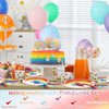 Spiareal Pcs Rainbow Party Supplies Include 7 Inch Rainbow Party Plates 9 Inch Party Plates Napkins Tableware Forks Spoons for 20 Guests Birthday Party Decorations(Rainbow Style) 7 inches 9 inches