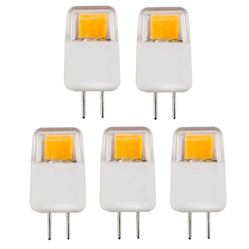 CBconcept UL-Listed, Low Voltage 12 Volt G6.35 LED Light Bulb, 5-Pack, Epistar COB 1.7 Watt, Dimmable, 220 Lumen, Pure White 6000K, 360° Beam Angle, 20W Halogen Replacement Bulb