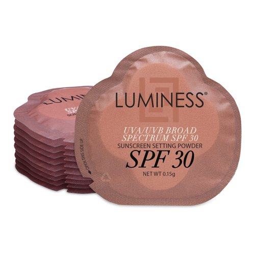 LUMINESS Sunscreen Setting Powder Packets, SPF 30, 18 Pack - UVA/UVB Broad Spectrum Protection - Non-Greasy & Non-Irritating for All Skin Types - Travel-Friendly Single-Use & Portable Packets