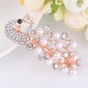 Womens Barrettes Women Girls Fashion Crystal Simulated Pearl Peacock Barrettes Hairpins Elegant Animal Hair Clips Gold-color