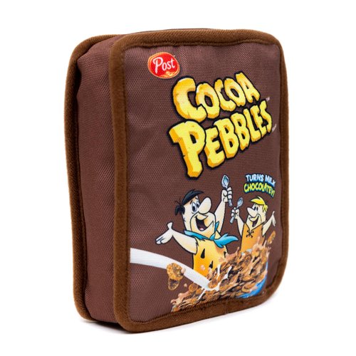 The Flintstones Dog Toy, Cocoa Pebbles Fred and Barney Cereal Box Replica Brown Pet Toy, Plush