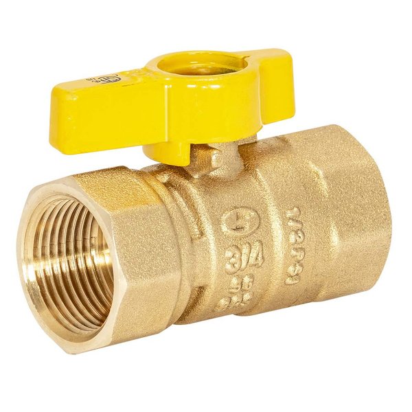 Eastman 3/4 Inch FIP Straight Gas Ball Valve with 1/4-Turn Handle, Brass Plumbing Fitting, 60011