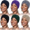 SATINIOR 6 Pieces Turbans for Women Soft Turban Head Wrap Pleated Beanie Cap(Black, Dark Blue, Beige, Gray, Purple, Navy Blue)