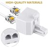 Uvital RJ11 Duplex Wall Jack Adapter Dual Phone Line Splitter Wall Jack Plug 1 to 2 Modular Converter Adapter for Office Home Fax Model Cordless Phone System, White(2 Pack)