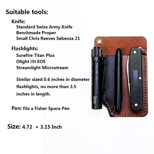 EASYANT Leather Pocket Organizer Handmade Multitool Sheath Accessories Leather EDC Pouch for Men