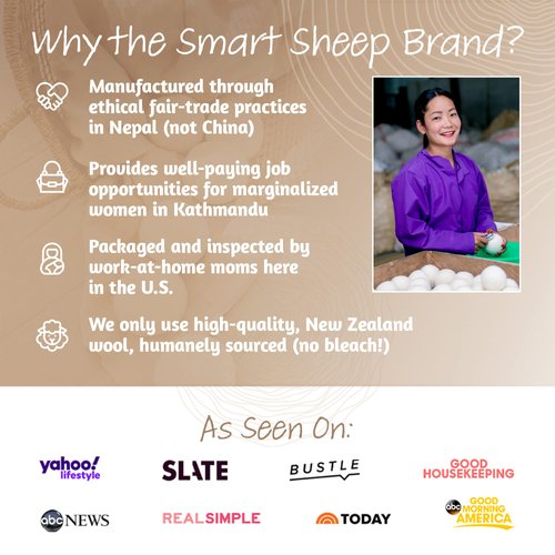 Wool Dryer Balls - Smart Sheep 8-Pack - XL Premium Natural Fabric Softener Award-Winning - Wool Balls Replaces Dryer Sheets - Wool Balls for Dryer - Laundry Balls for Dryer - Reusable Dryer Balls