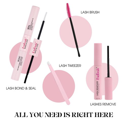 DIY Lash Extensions Kit 4 PCS Lash Bond and Seal & Cluster Lash Glue Remover Fast Removal No Residue and Eyelash Tweezers Waterproof Lash Cluster Glue for Self Application at Home