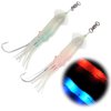 Dr.Fish Saltwater Squid Fishing Lures, 6" LED Fishing Lures 6/0 Hooks Squid Jig Halibut Lincod Jig Salmon Trolling Lures Deep Drop Light Flasher Lures Mackerel Tuna Striper Blue&Red
