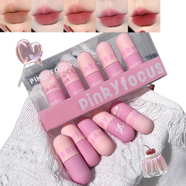 Mini Pills Liquid Lipstick Set 5 Colors Capsules Matte Capsule Shaped Lipstick Set Long Lasting Waterproof Velvet Lipstick Set