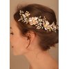 Denifery Flower Bride Wedding Hair Vine with Combs Gold Leaf Bridal Headband Opal Rhinestones Hair Breath Accessories for Women and Girls