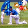 Baseball Balloons 4th Birthday Decorations for Boys, Baseball Party Decorations Baseball Sports Theme Party Supplies, 40 inch Foil Number Balloons Number 4 Balloon Blue Red White Sports Balloon Kits