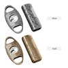 CIGARLOONG Cigar Cutter and Lighter Set Sharpening Blade Engraved Cigar Guillotine and Retro Carved Lighter(Color:Silver)