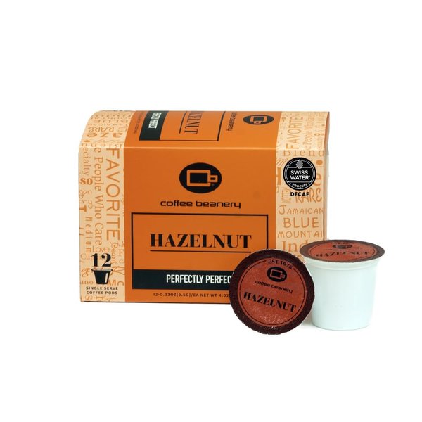 Hazelnut Decaf Coffee Pods by Coffee Beanery | 12ct Flavored Decaf Coffee Pods Medium Roast Coffee Pods| 100% Specialty Arabica Coffee| Gourmet Coffee Pods