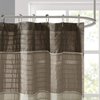 Madison Park Amherst Bathroom Shower Curtain Faux Silk Pieced Striped Modern Microfiber Bath Curtains, 72x72 Inches, Natural