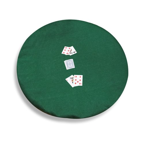 Katai Poker Table Cover 36 to 48 inches - Round Green Felt Casino Style - Game Night Noise Reducing and Slip Prevention - Complete with 6 Cork Drinks Coasters