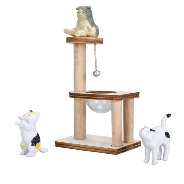 Miniature Cat Climbing Tower DIY Assembly, Cat Figurine Playset, Dollhouse Cat Tree, Unique and Eye Catching with Adorable Cat Tree, Cat Climbing Frame Dollhouse Toys