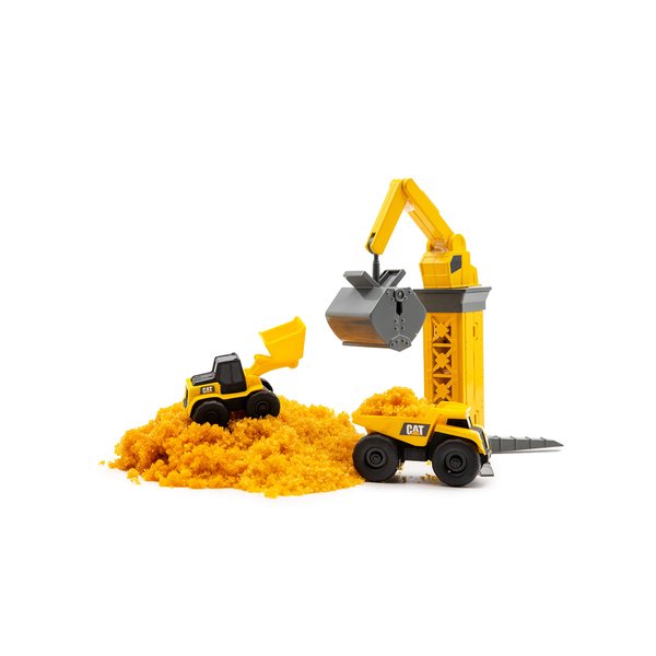 CAT Construction Toys Little Machines Ground Crew Playset with Insta-Dirt - Sensory Toys for Kids Ages 3 and Up - 15X Fast-Growing Dirt Compound & 2 Vehicles - Ideal Gift for Boys & Girls