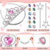 96 Pcs Princess Pretend Party Costume Dress Up Play Set Includes 24 Crown Tiaras, 24 Star Wands, 48 Pcs Little Girl Jewel Rings, Princess Girls Party Favors Costume Party Play Set for Little Girls