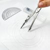 BlingKingdom Drawing Compass Set with Lead Refills and Eraser Maths Protractor Set Metal Math Geometry Kit Stainless Steel Scribing Tool for Architects Engineers Secondary School Students Teacher