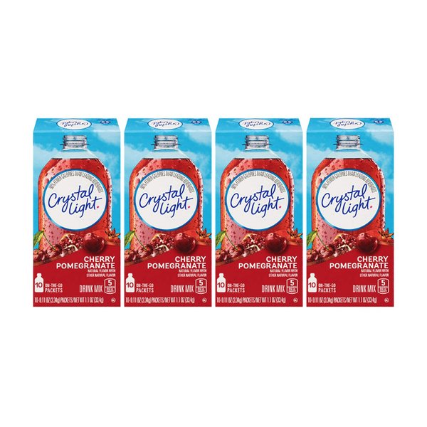 Crystal Light Natural Cherry Pomegranate, 10-Count Boxes (Pack of 4)