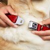 Dog Collar Seatbelt Buckle Elephant Crackle Red 18 to 32 Inches 1.5 Inch Wide