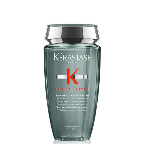 KERASTASE Genesis Homme Bain De Force Shampoo For Men | Deep Cleansing, Cooling, Strengthening & Hydrating | For Scalp, Hair & Beard | For Weakened Hair | 8.5 Fl Oz
