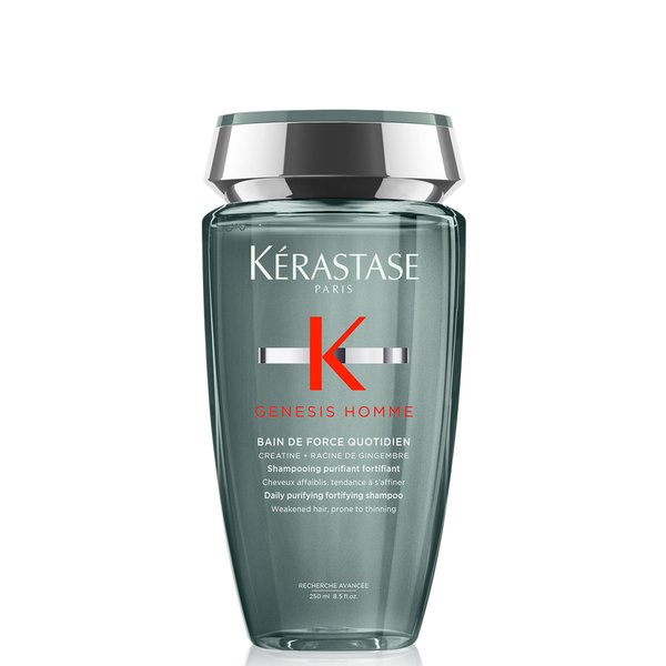KERASTASE Genesis Homme Bain De Force Shampoo For Men | Deep Cleansing, Cooling, Strengthening & Hydrating | For Scalp, Hair & Beard | For Weakened Hair | 8.5 Fl Oz
