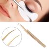 Tvoip 2 Pcs Gold Stainless Steel Tweezers for Eyelash Extensions, Straight and Curved Tip Tweezers Nippers, False Lash Application Tools