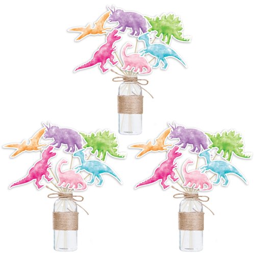 Watercolor Dinosaur Party Centerpieces Sticks- 18PCS Dino Theme Party Supplies for Girls Kids Baby Shower Dinosaur Birthday Party Decorations Table Decor Toppers