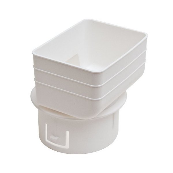 Universal Downspout to Drain Pipe Tile Adapter (White, 3x4x4)