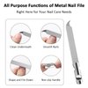 Metal Nail Files for Natural Nails, Mabor Stainless Steel Fingernail File with Pointed Tip Professional Double Sided Curved Nail Filer for Nails Travel Nail File with PU Leather Case