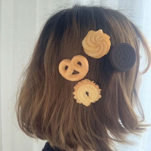 Sttiafay 7Pack Side Hair Clips for Styling Salon Simulation Cookies Pattern Fun Hair Barrettes Cartoon Hairpins Hair Accessories for Women Girls