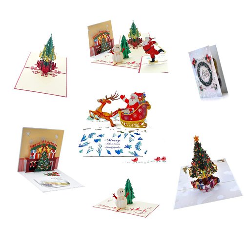 WESAPPINC 6PACK 3D Christmas Cards with Envelopes,Pop Up Christmas Cards New year Card(6PackChristmas card)…