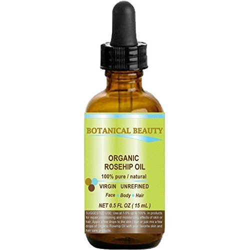 ROSEHIP SEED OIL Pure For Face, Skin, Hair and Body. Anti-Aging Moisturizer Facial Oil 0.5 Fl oz 15 ml by Botanical Beauty