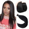 Yaki Straight Tape in Hair Extensions Human Hair 20 Inch Seamless Tape in Extensions Human Hair Double Sided Relaxed Straight Black Hair Extensions Tape in #1B Natural Color 50grams 20pcs