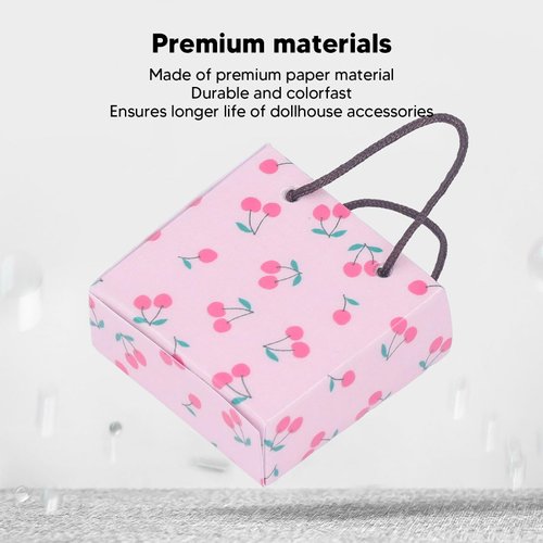 JTLB 2pcs Miniature 1:12 Dollhouse Paper Shopping Bags, Innovative Simulation Collectible Accessories for Dollhouse (J)