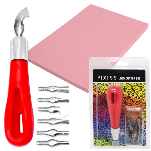 Rubber Block Stamp Carving Block Stamp Making Kit with Cutter Tools, 1 Carving Rubber Stamp for Printmaking, Printing and More