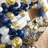 PartyWoo Navy Blue Gold Balloons, 40 pcs Latex Balloons, Navy Blue Balloons, Gold Confetti Balloons and Metallic Gold Balloons, Party Balloons for Navy Blue and Gold Wedding, Navy Gold Baby Shower