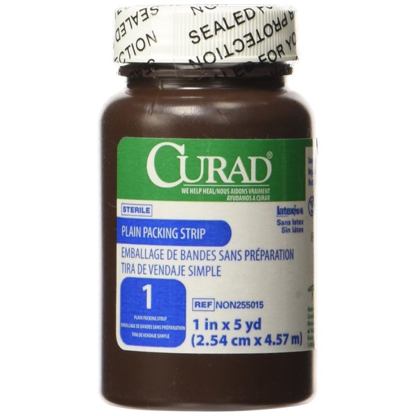 CURAD Sterile Plain Packing Gauze Strips, 1" x 5 yds., Essential Wound Care Supplies, Pack of 12